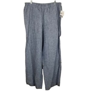 Kate Hill Pull On Linen Wide Leg Azume Convertible Pants Coastal High Rise PL